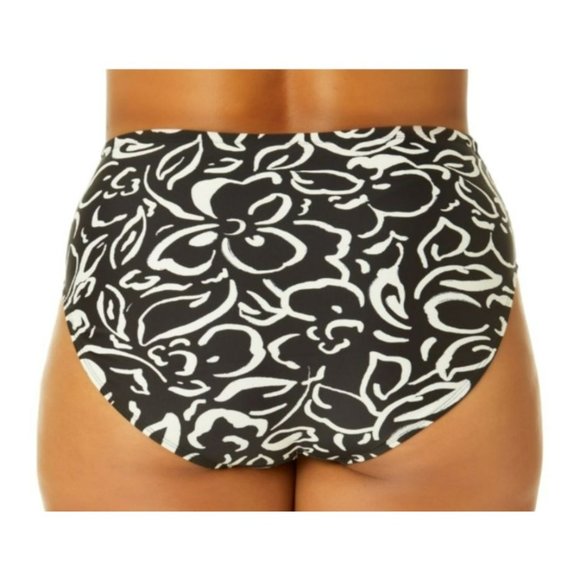 Bikini Swimsuit Mid Rise Cheeky Bottom Black Floral Woman's 3X 24/26 LR111 - Picture 5 of 9